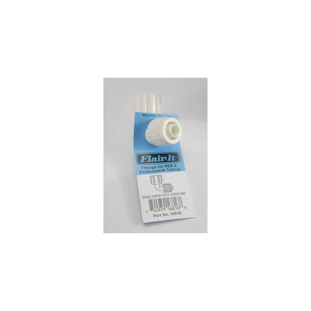 Flair-It 90 Degree Elbow Adapter - 1/2" PEX x 1/2" Female BSP Swivel End Nut - FLA16816